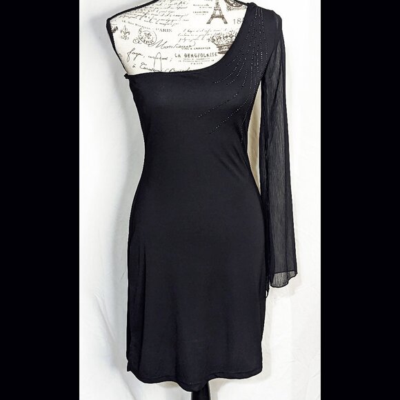 Versus Versace Dresses & Skirts - Elegant VERSUS by GIANNI VERSACE Sz S Black One Shoulder Cocktail Mini Dress